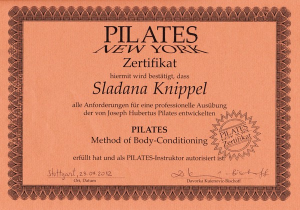 Zertifikat Pilate 2012 Sladan Knippel